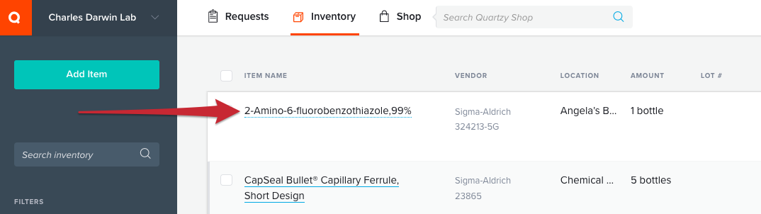 Add items to the Inventory – Quartzy Support