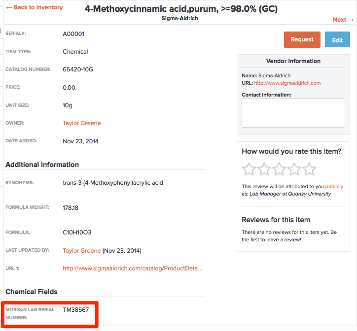 Use your own serial numbers and barcode labels to track inventory items